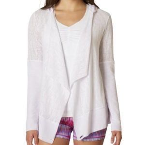 PrAna Graceful Hooded Open Front Wrap White Size M
